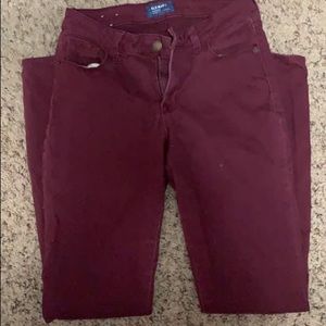 Burgundy color old navy rockstar mid-rise skinny jeans